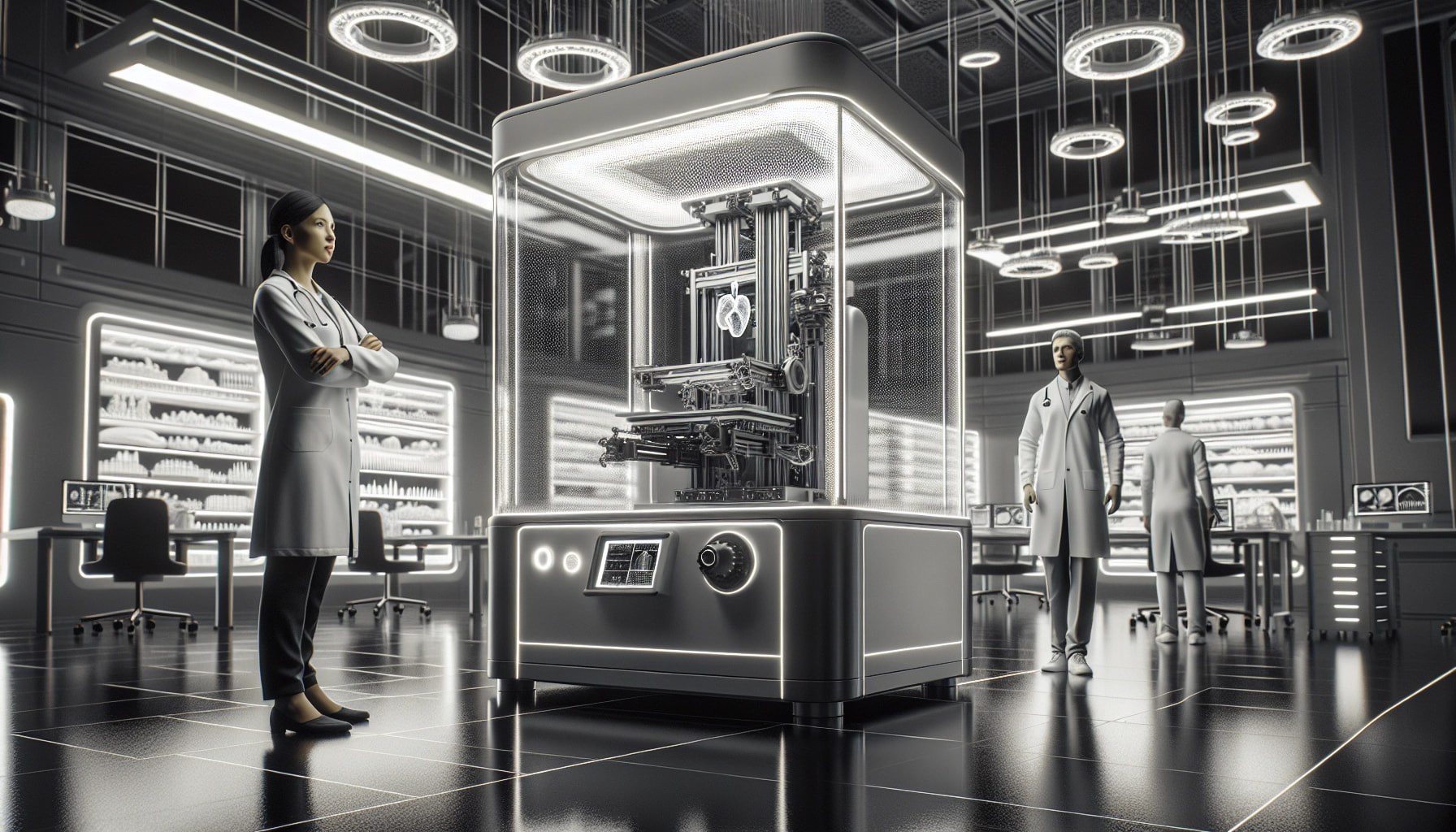 A hand reaches for a vape labeled 'Salt Vape' on a display shelf in a well-lit vape shop. Camera is close-up, straight on, highlighting the product's enticing glow.